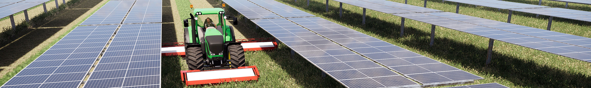 Solar panels and tractor